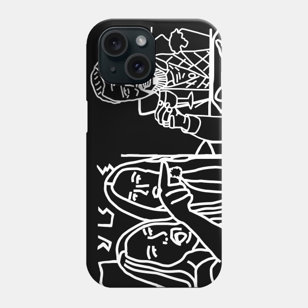 White Line Woman Yelling at a Cat called Leo Phone Case by ellenhenryart