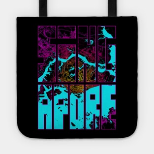 Singapore City Map in Neon Tote