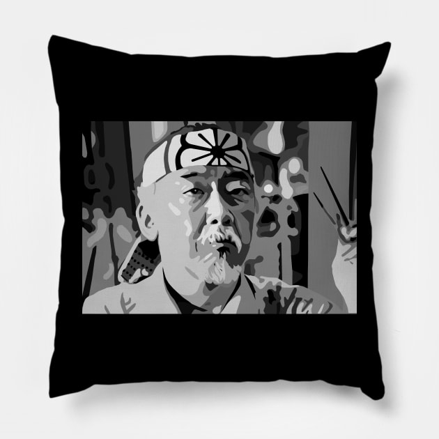 Mr. Miyagi portrait Pillow by UsuallyUnusual