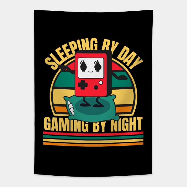 Sleeping By Day Gaming By Night Tapestry by FullOnNostalgia