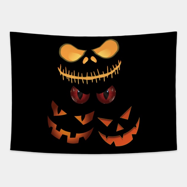 Scary Jack-O-Lantern Halloween Pumpkin Tapestry by SamDesigns