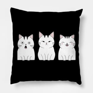 Three cats, three moods Pillow