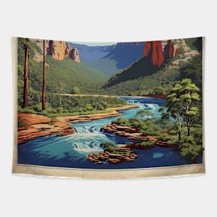 Blue Mountains National Park Australia Vintage Travel Poster Tourism Art Tapestry