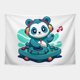 cute panda playing dj music Tapestry