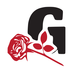 Letter G monogram with a red rose. T-Shirt