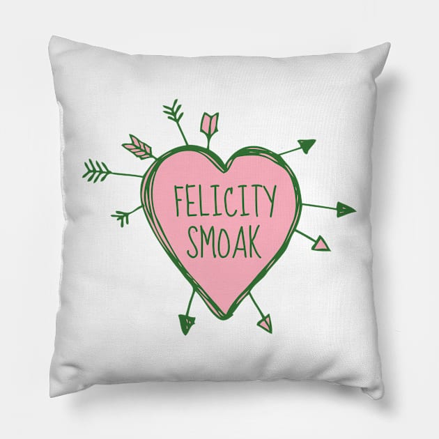 Felicity Smoak - Heart with Green Arrows Doodle Pillow by FangirlFuel