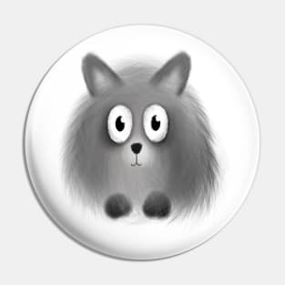 Grey cute Pomeranian puppy dog cartoon illustration Pin