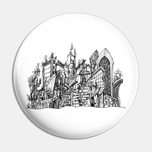 Abstract cityscape doodle art Pin