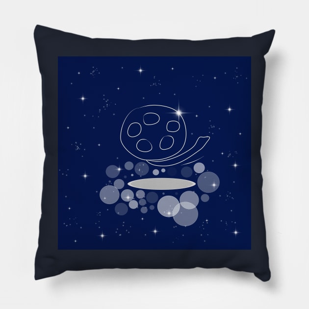 film streep, reel, film, cinematograph, cinema, illustration, night, modern, technology, light, shine, glitter, stars, space, galaxy, cosmos Pillow by grafinya