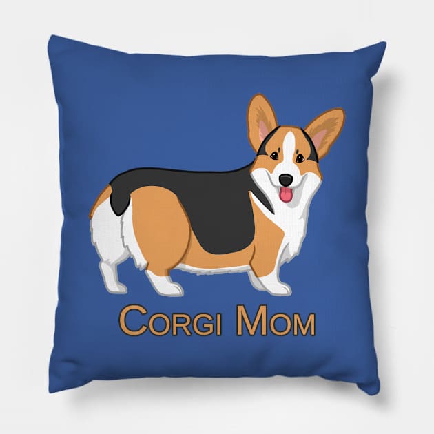 Cute Red Tricolor Pembroke Corgi Dog Mom Pillow by csforest