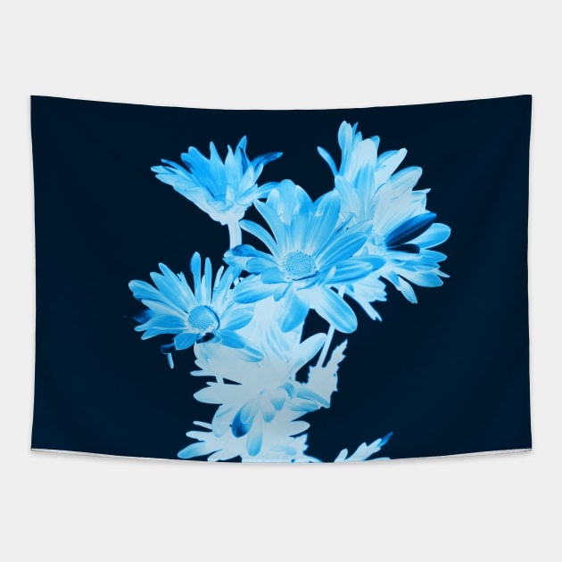 Cyanotype Art Printing Blue Flowers Daisy Photography Tapestry by PodDesignShop