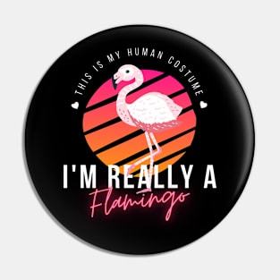 Flamingo Lovers, This Is My Human Costume I'm Really A Flamingo, funny halloween Pin