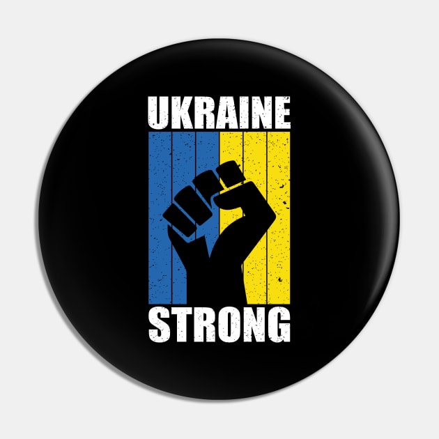 Ukraine Strong Retro Vintage Flag Pin by Teeartspace