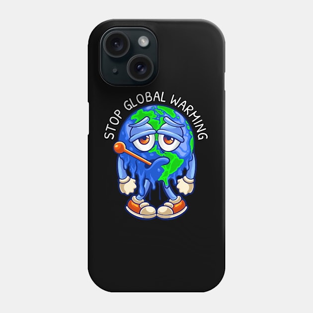 Stop Global Warming - Melting Earth Phone Case by Whimsical Frank