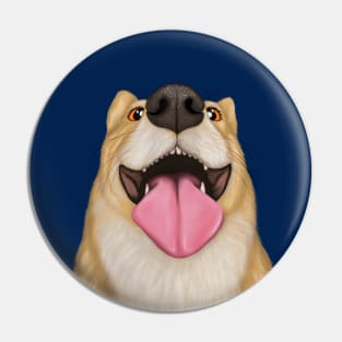 Goofy corgi dog portrait Pin