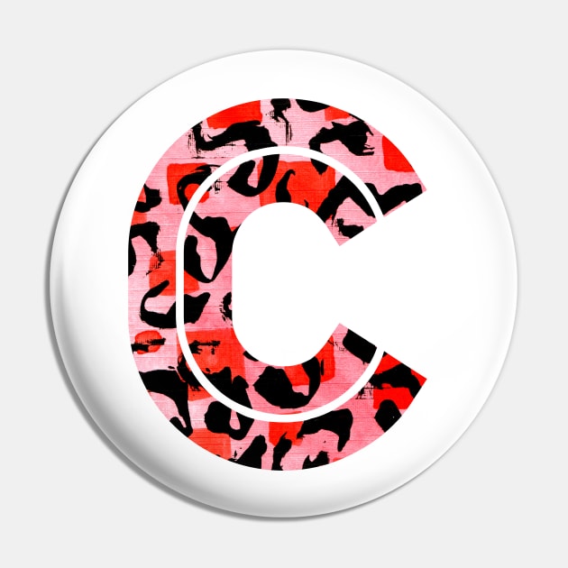 Abstract Letter C Watercolour Leopard Print Alphabet Red Pin by Squeeb Creative