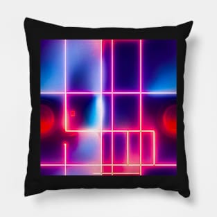 Cyberpunk laser neon colorfull lights futuristic electronic pattern Pillow