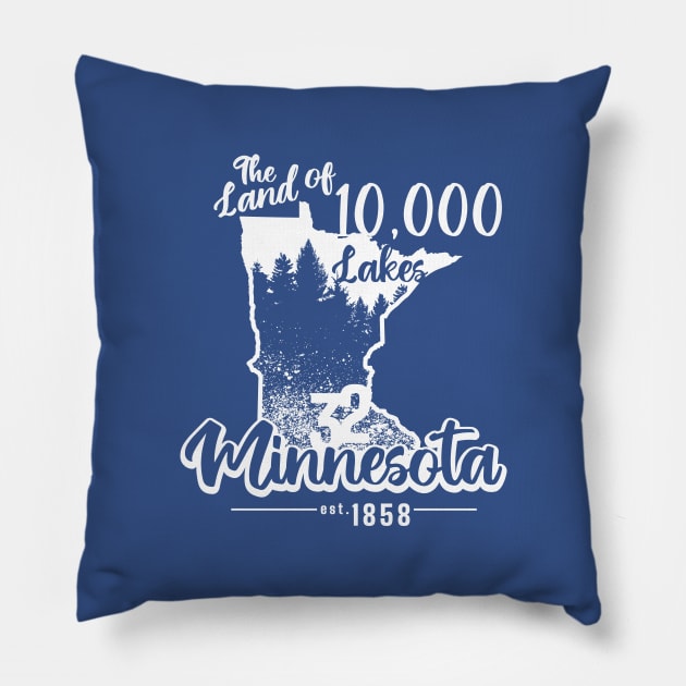 Minnesota The Land of 10,000 Lakes Pillow by 2891 Design