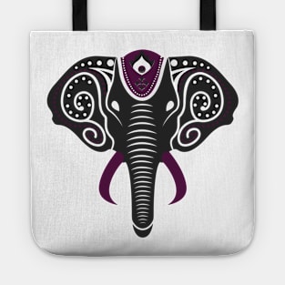 Geometric Mandala Elephant Purple Henna Design Tote