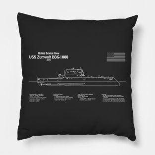 USS Zumwalt DDG-1000 Destroyer ship plans - PDpng Pillow