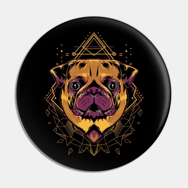 Pug Dog Geometric Pin by Mako Design 