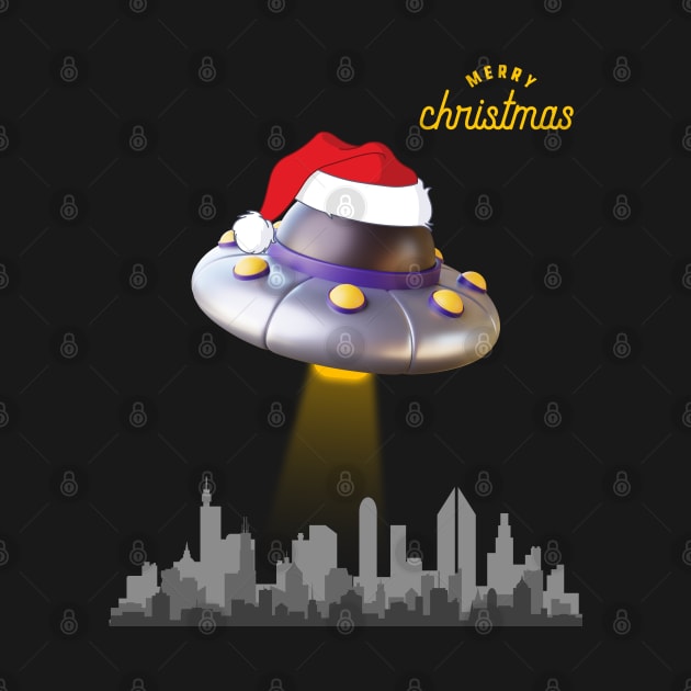 Alien Spaceship Wearing Santa Cap on Christmas Eve | UFO Sighting | Merry Christmas by Cosmic Story Designer