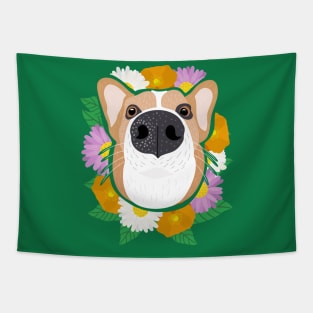 Corgi with Flowers Tapestry