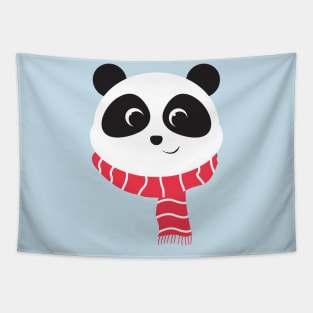 Cute Panda with Scarves for Christmas design Tapestry