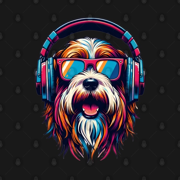 Petit Basset Griffon Vendeen Smiling DJ with Headphones by ArtRUs