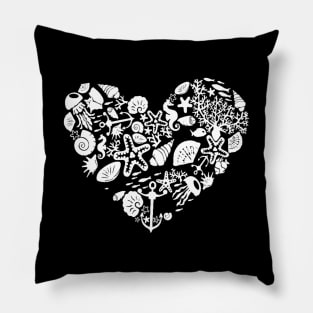 Heart of seashells - Black version Pillow