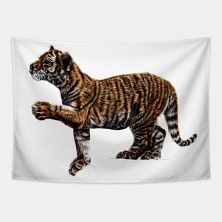Amur tiger cub illustration Tapestry