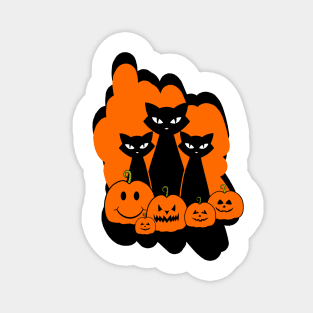 Black Cat Halloween Cute Pumpkins Magnet