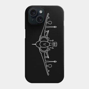 Hawker Harrier jump jet fighter aircraft outline graphic (white) Phone Case