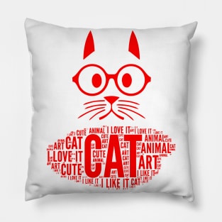 Red Cat Drawing Pillow