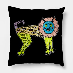 Magic lion.Funny animal.Ukrainian folk art Pillow