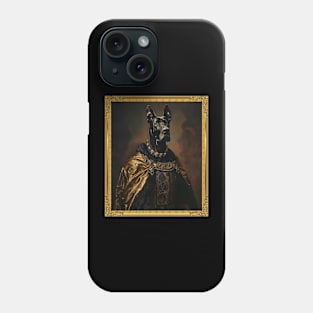 Noble Hound: Black Great Dane in Royal Attire (Framed) Phone Case