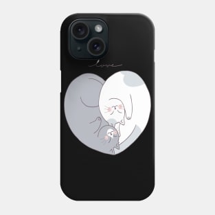 cartoon cute valentines day couple cats Phone Case