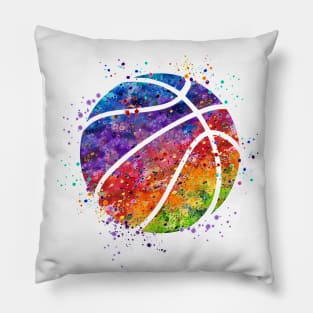 Basketball Ball Colorful Watercolor Pillow