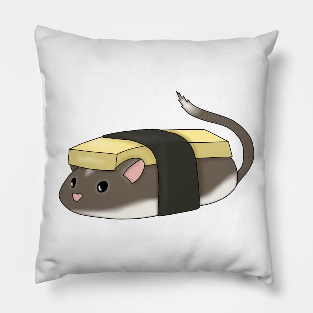 Cute tamagoyakiki gerbil (tamago sushi) Pillow by Becky-Marie