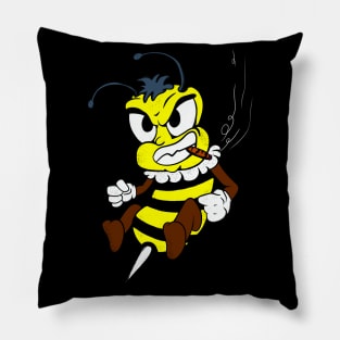 Brawling Bee Cartoon Funny Insect Fighter Fighting Pillow