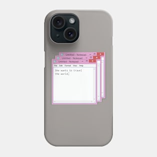 windows notepad, tumblr aesthetics Phone Case