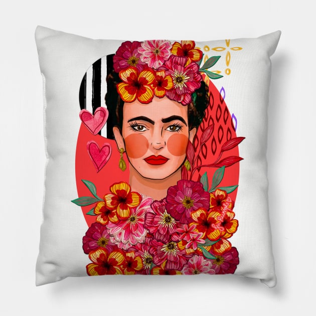 Frida Bouquet Pillow by jurumple