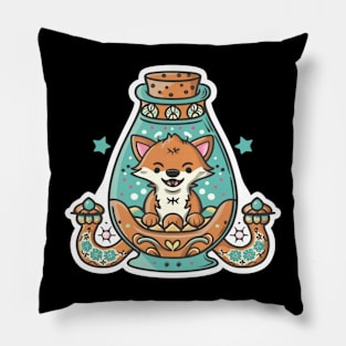 Cute Fox in a Genie Bottle Pillow