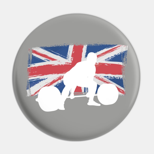 United Kingdom Flag Deadlift - Powerlifting Pin by High Altitude