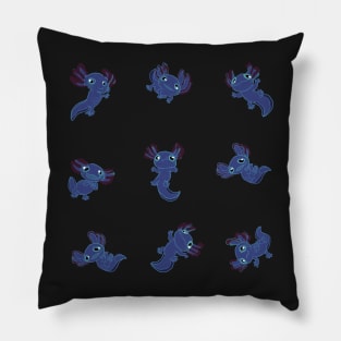 Melanistic axolotl mud puppy blanket Pillow