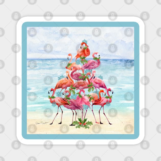 Coastal Christmas Flamingo B Magnet by Jean Plout Designs