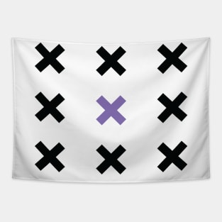 Black and Purple X Pattern Tapestry