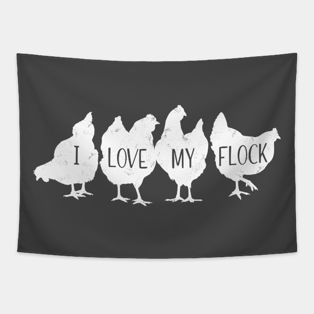 I Love My Flock, Hens for Chicken Mom Family Tapestry by cottoncanvas