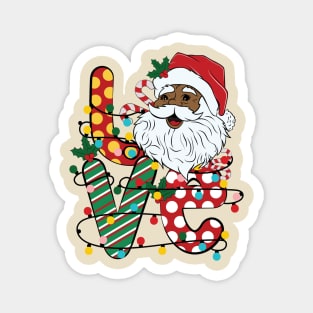 Love Black Santa Christmas Magnet