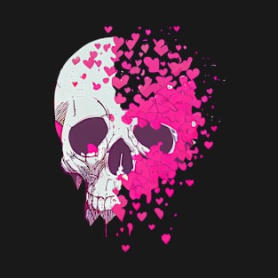 Skull hearts Valentines day Funny Bones Love T-Shirt